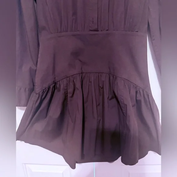 STAUD Rocco Bottom Chocolate Long Sleeve Mini Dress Size 8 - Picture 10 of 12